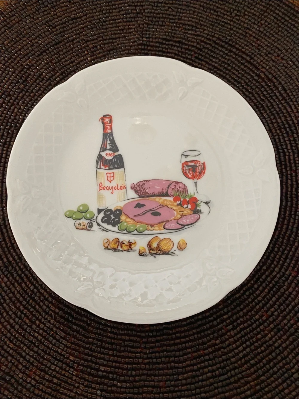 Philippe Deshoulieres Limoges Cocktail Plates Boxed Set of 6